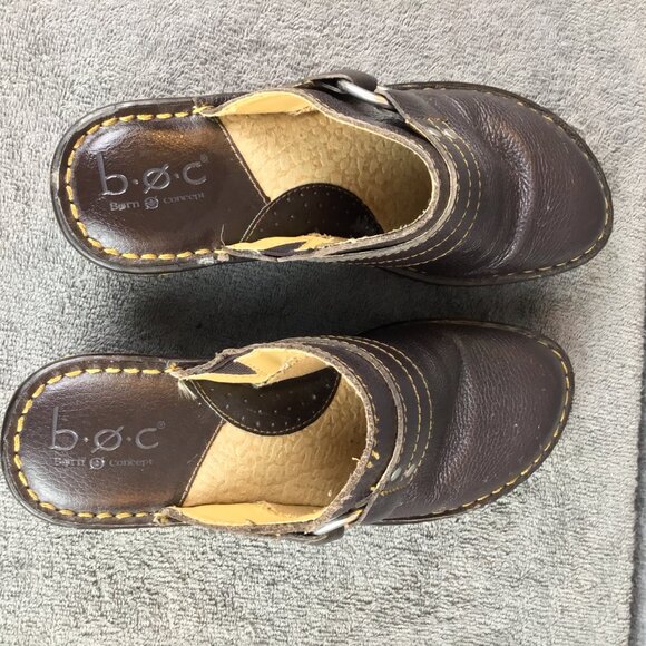 B.O.C. Born Concept Brown Leather Slip On Clog Sz 6 - Picture 6 of 10